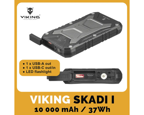 Powerbanka Viking Skadi I s portem USB-A a USB-C a LED svítilnou
