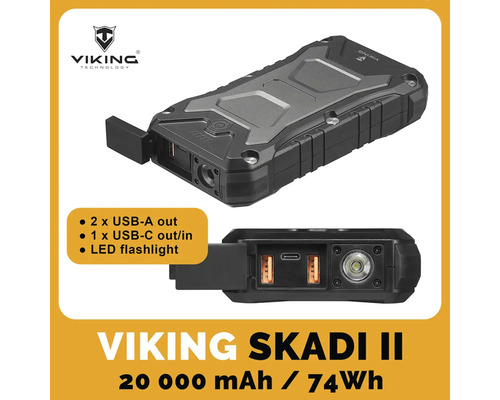 Powerbanka Viking Skadi II s kapacitou 20000 mAh a USB porty