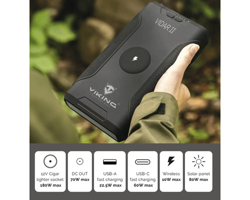 Powerbanka Viking Technology Vidar II s různými porty a možnostmi nabíjení