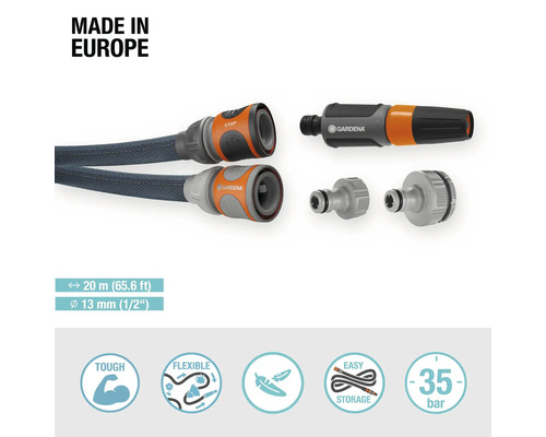 Sada textilní hadice Gardena, 20 metrů, včetně různých přípojek