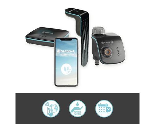 Sada Gardena Smart System s bránou, senzorem, ovládáním zavlažování a chytrým telefonem