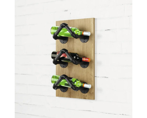 Nástěnný regál na víno se třemi lahvemi