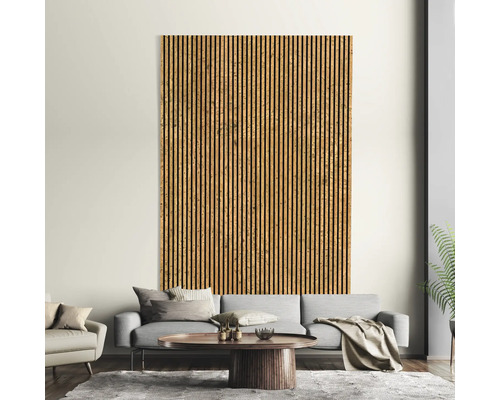 Obývací pokoj s akustickými panely na stěně pro snížení hluku