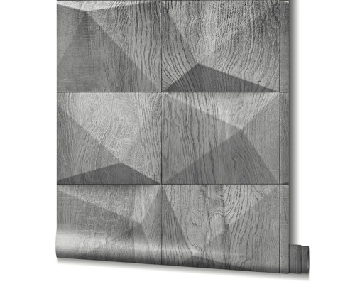 Role tapety s dřevěnou texturou a geometrickým vzorem