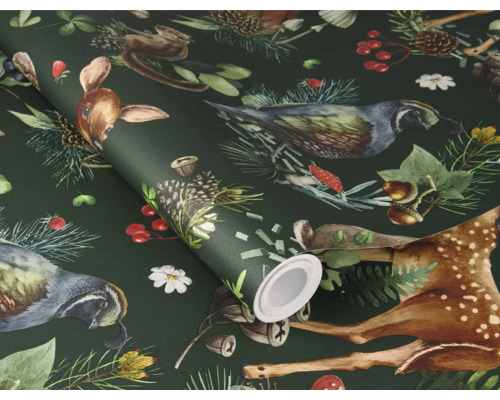 Role tapety s motivy jelena, ptáka a rostlin