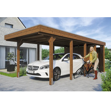 Přístřešek na auto SKAN HOLZ Friesland 314 x 708 cm ořech vč. alu plechu a odkládacího prostoru