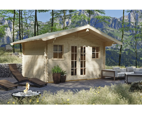 Dřevěný zahradní domek SKAN HOLZ Davos přírodní 380 x 300 cm