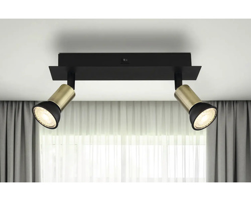 Stropní svítidlo se dvěma bodovými světly z kovu