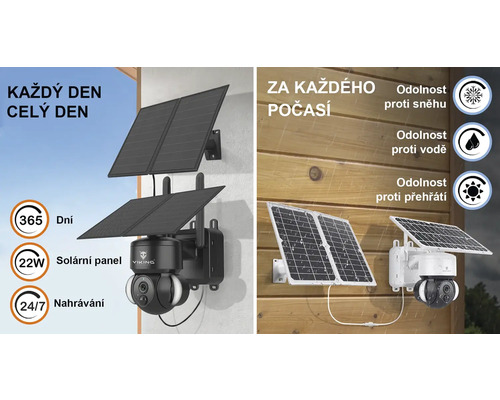 Venkovní bezpečnostní kamera se solárním panelem