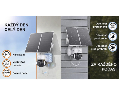 Venkovní bezpečnostní kamera se solárním panelem