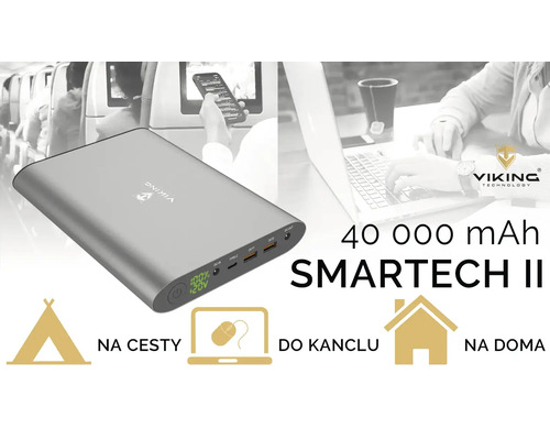 Viking Powerbank 40000 mAh Smartech II pro cestování, kancelář a domácnost