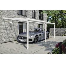 Moderní hliníkový přístřešek pro auto s parkujícím autem