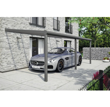 Moderní hliníkový přístřešek pro auto s automobilem před ním