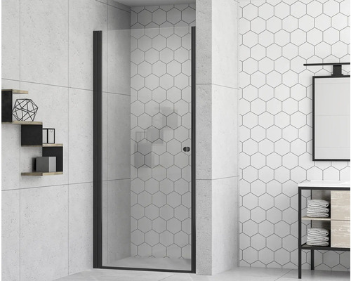 Sprchové dveře s otočnými dveřmi form&style MODENA 90 x 195 cm profil černá matná čiré sklo povrchová úprava skla odpuzující nečistoty