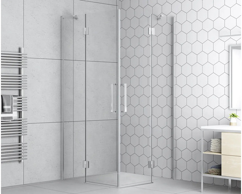 Sprchový kout s rohovým vstupem form&style BALLINO 90 x 90 cm barva rámu chrom dekor skla čiré sklo