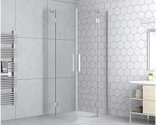 Čtvrtkruhový sprchový kout form&style ROMALLO 90 x 90 cm barva rámu chrom dekor skla čiré sklo