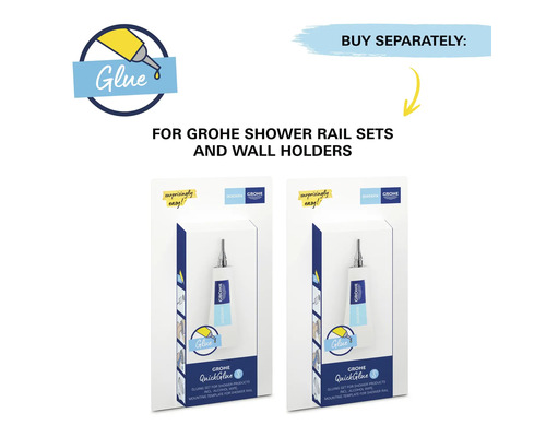 Dvě balení lepicích sad Grohe QuickGlue pro sprchové tyče a nástěnné držáky