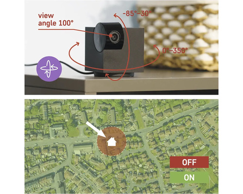 Bezpečnostní kamera se 100stupňovým pozorovacím úhlem a indikátorem polohy