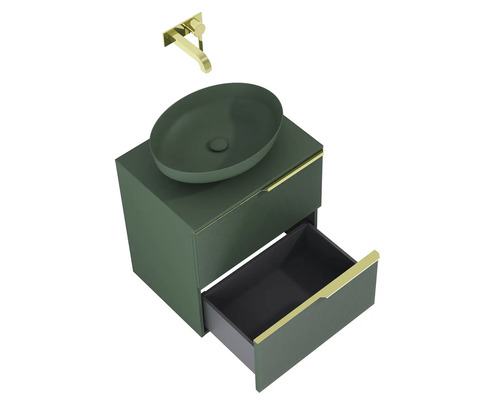 Kombinace umyvadla s umyvadlem na desku, baterií a otevřenou zásuvkou