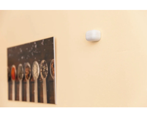 Stěna s hlásičem kouře a obrázkem