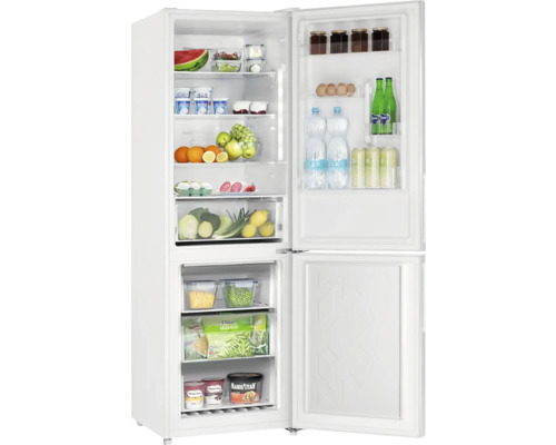 Otevřená bílá chladnička s různými potravinami