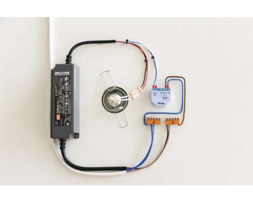 Instalace lampy s LED driverem, relé Shelly a svorkami