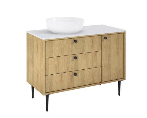 Skříňka pod umyvadlo s umyvadlem a třemi zásuvkami