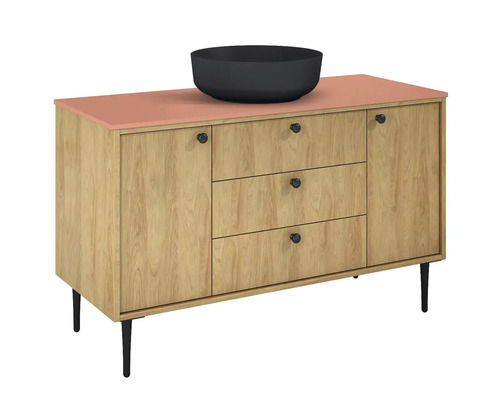 Komoda se třemi zásuvkami, dvěma dvířky a miskou