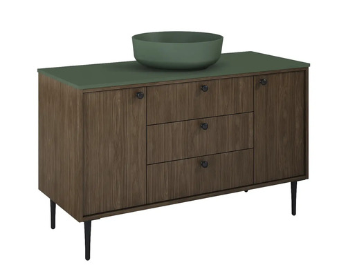 Skříňka pod umyvadlo se dvěma dvířky, třemi zásuvkami a umyvadlovou mísou