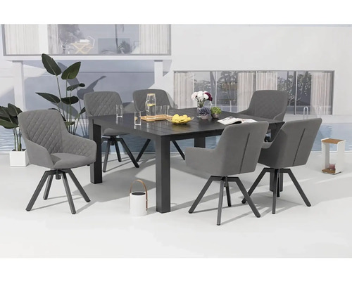 Zahradní sedací souprava se stolem a šesti židlemi v moderním designu