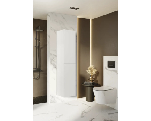 Moderní koupelna se sprchou, toaletou a skříňkou pod umyvadlo