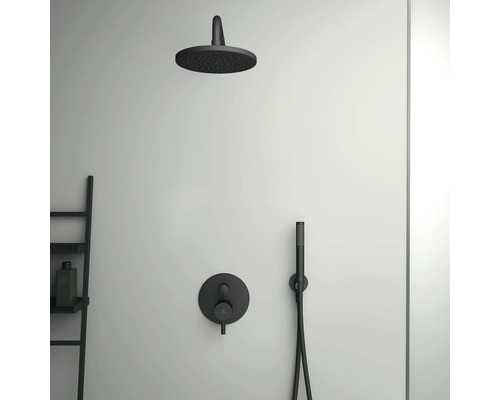 Sprchový systém s hlavovou sprchou, ruční sprchou a termostatickou baterií pro montáž na stěnu