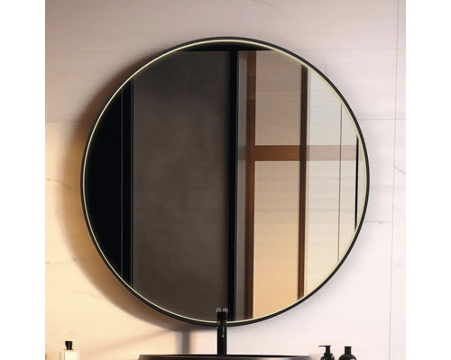 Kulaté koupelnové zrcadlo s osvětlením na zdi