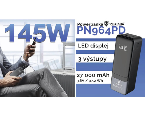 Powerbanka Viking PN964PD s výkonem 145 W