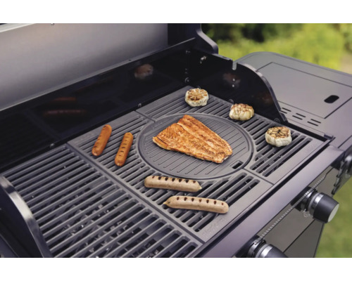 Gril s klobásami, rybami a česnekem ke grilování