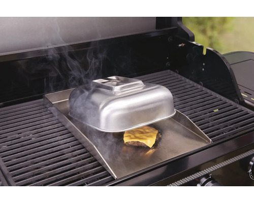 Gril s grilovací deskou, burger, sýr a kryt
