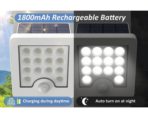 Solární lampa s pohybovým senzorem a dobíjecí baterií ve dne i v noci