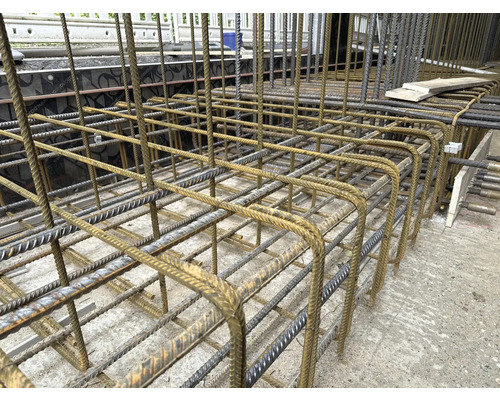 Detailní pohled na ocelové betonářské sítě pro betonové konstrukce