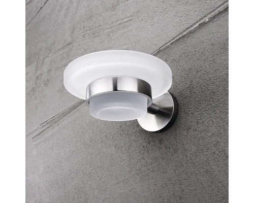 Nástěnná miska na mýdlo z nerezové oceli a skla