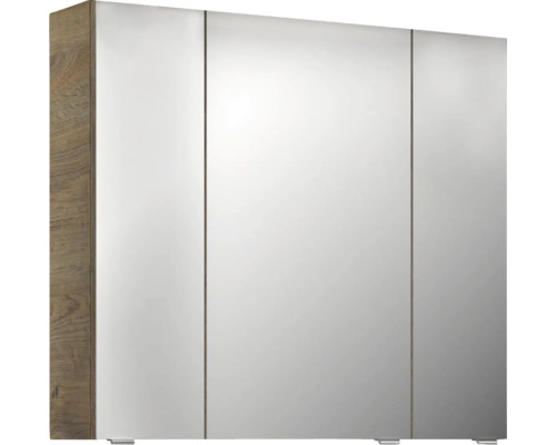 Zrcadlová skříňka bez osvětlení Jungborn VENTITRE 80 x 17 x 70,3 cm dub ribbeck Zrcadlová skříňka se třemi dvířky a vzhledem dřeva po stranách