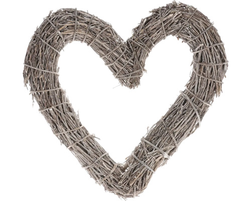 Věnec proutěný ve tvaru srdce 40 x 9 x 42 cm bílý Dekorativní věnec ve tvaru srdce z větví