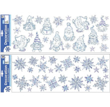 Samolepky na okno s motivy trpaslíků a sněhových vloček