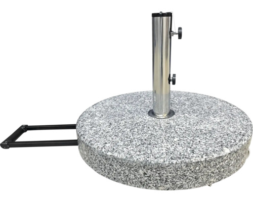 Žulový stojan na slunečník s ocelovou trubkou a přepravními madly