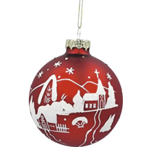 Vánoční ozdoba s motivem zimní vesnice