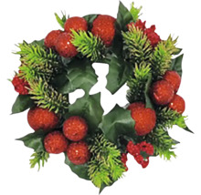 Dekorativní vánoční věnec s bobulemi a listy