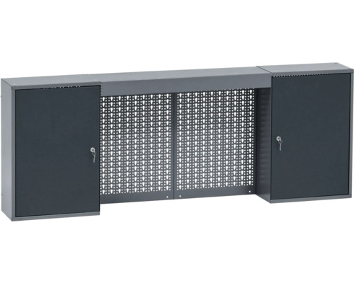 Závěsná skříňka k pracovnímu stolu s děrovanou stěnou a dvěma uzamykatelnými skříňkami