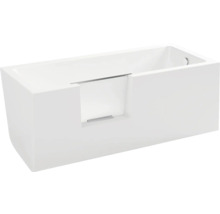 Obdélníková vana s vanovými dveřmi a pomůckou pro vstup.