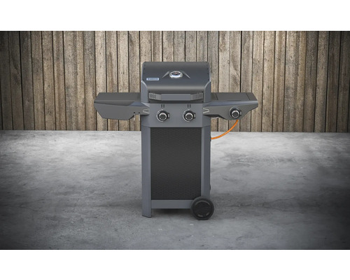 Plynový gril se dvěma hořáky a dvěma odkládacími plochami