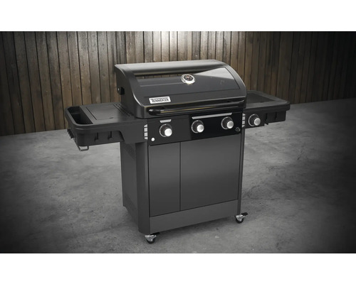 Plynový gril s odkládacími plochami a spodní skříňkou