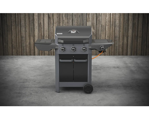 Plynový gril se třemi hořáky, bočními stolky a spodní skříňkou